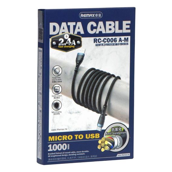 Кабель USB Remax RC-C006A Micro Колір Чорний | Зображення 1