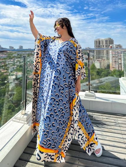 Розкішна шовкова довга леопардова сукня-туніка PLUS SIZE | Зображення 5