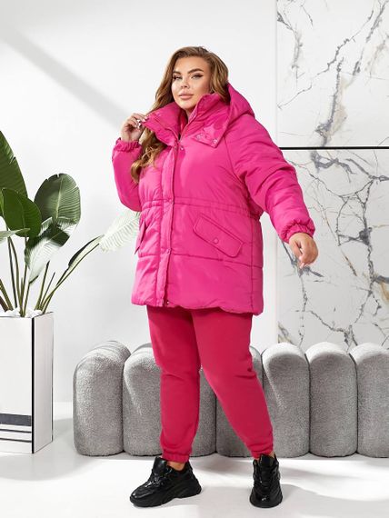 Женская теплая зимняя куртка на кулиске с капюшоном NB24035 цвет розовый, размер 42/44 | Зображення 6