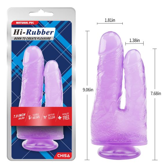Фалоімітатор подвійний Chisa Hi-Rubberна присосці, фіолетовий Sex Aura | Зображення 5