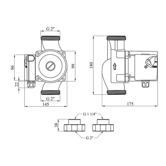 Насос циркуляційний Forwater GPD 32/8-180 з гайками (Grundfos) | Зображення 1