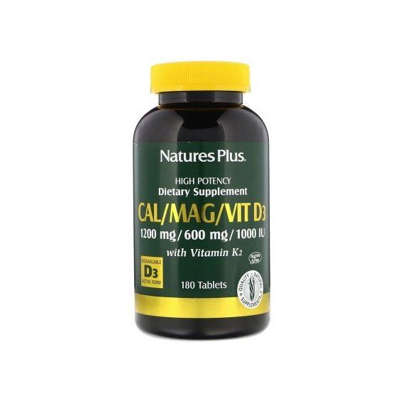 Вітамінно-мінеральний комплекс Nature's Plus Cal/Mag/Vit D3 with Vitamin K2 180 Tabs