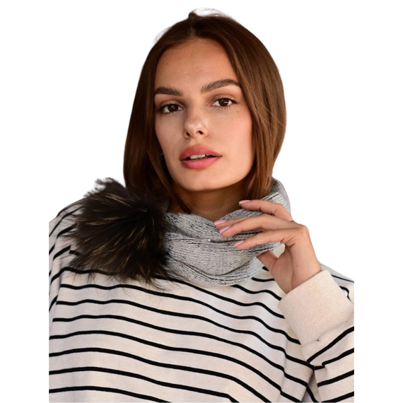 Шапка-шарф женский трансформер серый 2в1 | Зображення 1