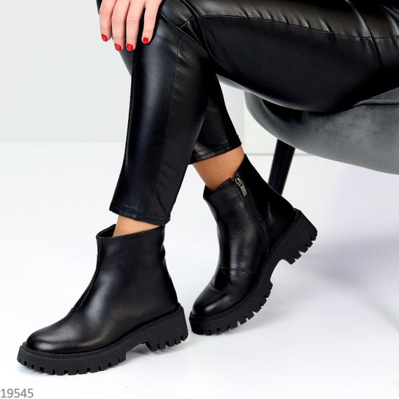 Комфортні чорні зимові черевики натуральна шкіра стильний мінімалізм | Зображення 7