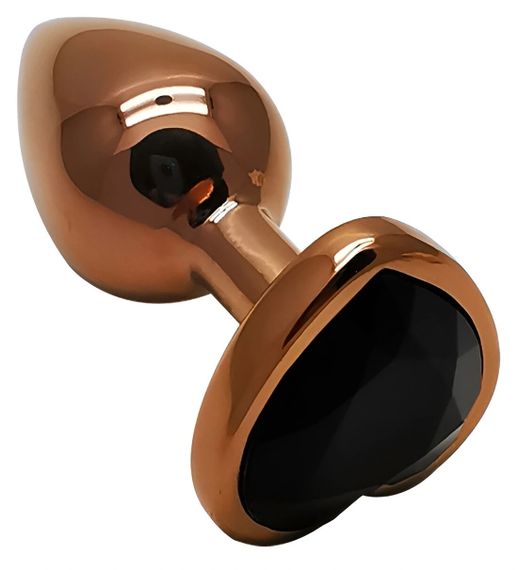 Анальна пробка EGZO S з кристалом Dark Gold Heart Plug, металева, чорний кристал Sex Aura | Зображення 1