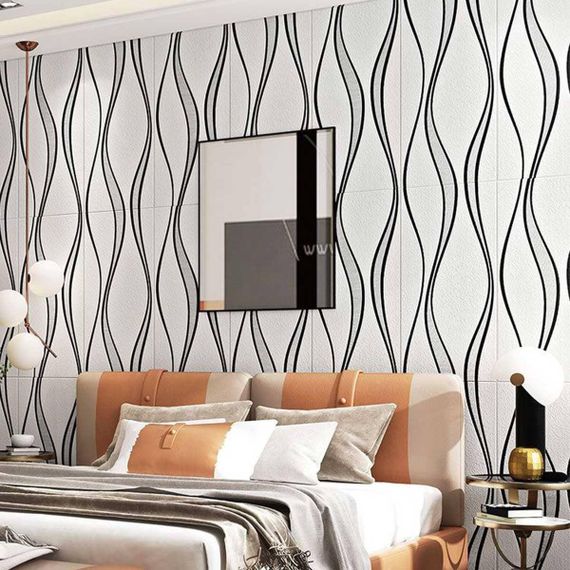 Самоклеюча 3D панель білі хвилі 700x700x5мм (195) SW-00000767 | Зображення 2