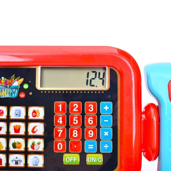 Детский игровой кассовый аппарат 6178F калькулятор, сканер, звук, свет, корзина | Зображення 2
