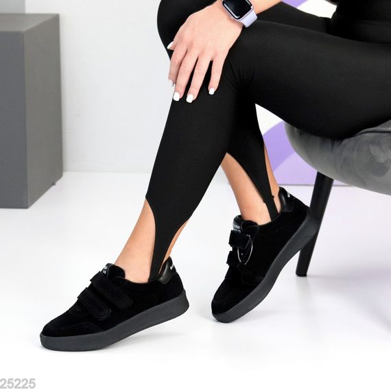 Повсякденні чорні кеди на липучках натуральна замша в асортименті