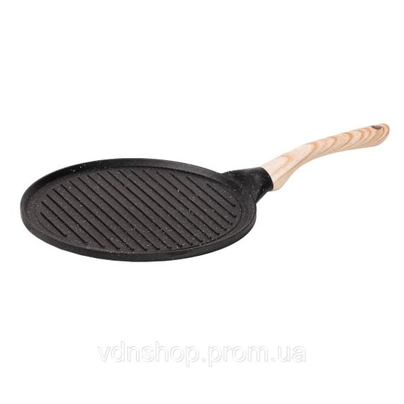 Сковорода гриль кругла Ø 26.5 см низька з гранітним покриттям чорна HP39581B