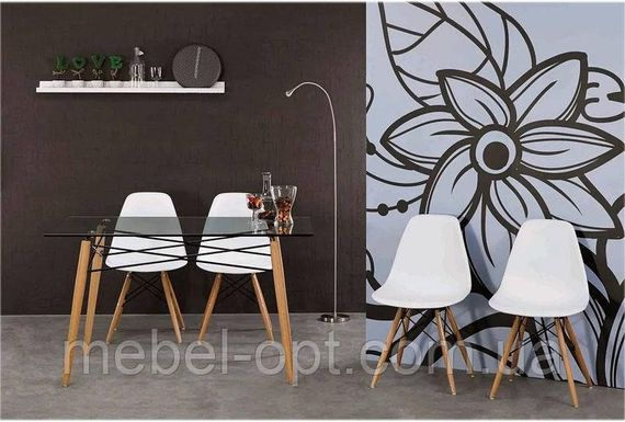 Стілець Сота білий перфорований пластик на дерев'яних ніжках, дизайн Charles Eames DSW | Зображення 9