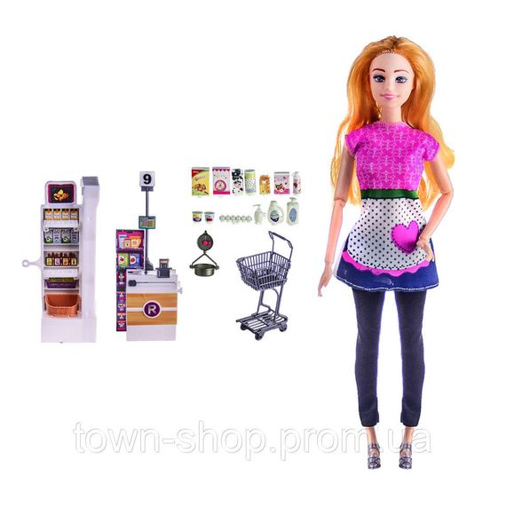 Кукла типа Барби Bambi KQ113A с тележкой и продуктами Белый