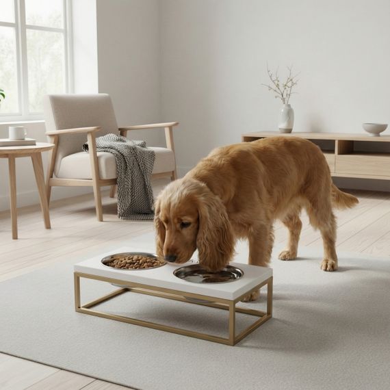 Миски на подставке для средних собак и больших котов Hollky Base M (2 × 0,95 л) BM-422110-GLWH | Зображення 1
