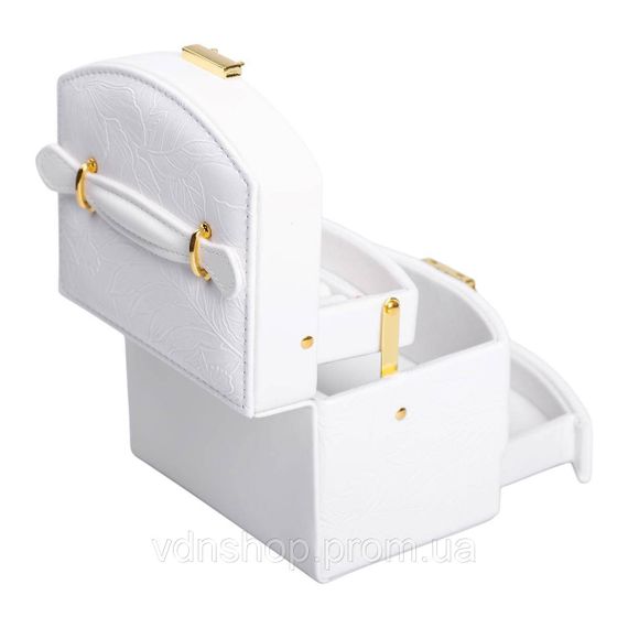 Скринька для прикрас з еко шкіри 3 яруси із замком органайзер для ювелірних виробів HP-5-23W | Зображення 4