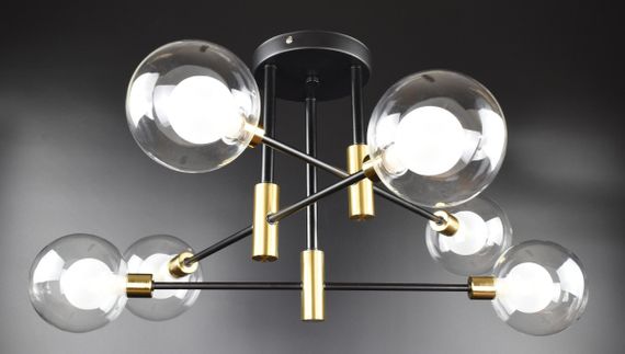 Люстра стельова на 6 лампочок 26823 Чорний 34х68х68 см.