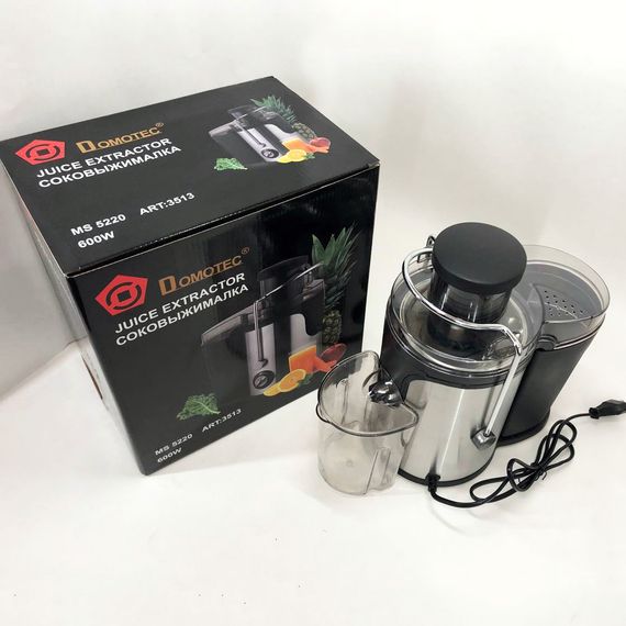 Электрическая соковыжималка Domotec MS-5220/3513 2 скорости отжима 600 W, соковыжималка для моркови | Зображення 9