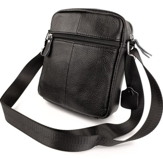 Чоловіча шкіряна сумка через плече Tiding Bag M38-10131A чорна | Зображення 4