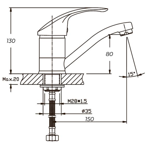Змішувач для умивальника Haiba Fabio 555 (15 см) (HB0106) | Зображення 1