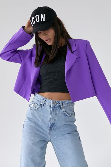 Жакет укороченного фасона без пуговиц QU STYLE - фиолетовый цвет, XS/S (есть размеры) | Зображення 5