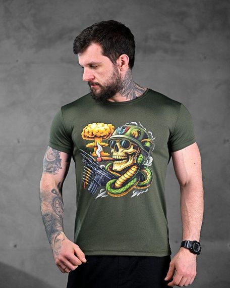 Тактична потоотводна футболка кобра олива ПП7598