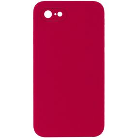 Silicone Case Square Full Camera Protective (AA) NOLOGO для Apple iPhone 7 / 8 / SE (2020) (4.7") Червоний / Rose Red
