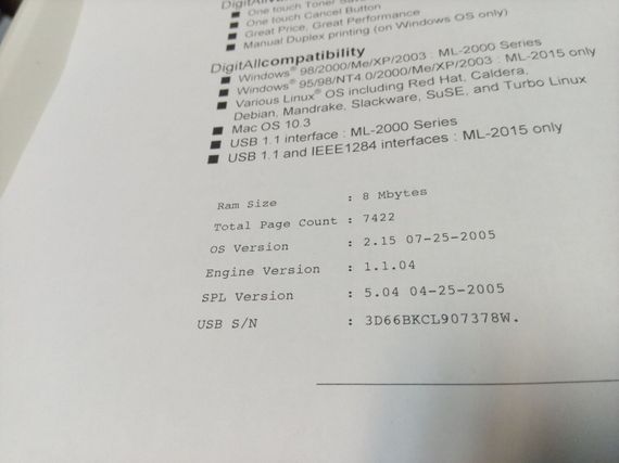 Принтер Samsung ML-2015 / Лазерная монохромная печать / 600x600 dpi / A4 / 20 стр/мин / USB 2.0, LPT б/у | Зображення 6