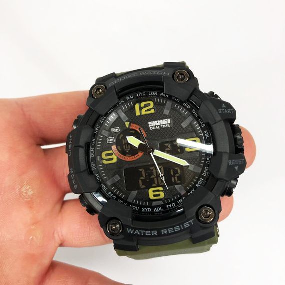 Модные спортивные часы для активного отдыха SKMEI 1520AG ARMY GREEN, Часы военной тематики MD-82 | Зображення 2