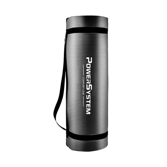 Килимок для йоги та фітнесу Power System PS-4017 NBR Fitness Yoga Mat Plus Black (180х61х1) | Зображення 2