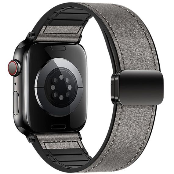 Ремешок Hoco WA34 Basic magnetic buckle silicone leather strap для Apple watch 38/40/41/42mm Dark Gray | Зображення 1