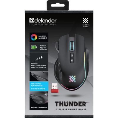 Мышка Defender Thunder GM-213 LED Wireless Black (52213) | Зображення 4