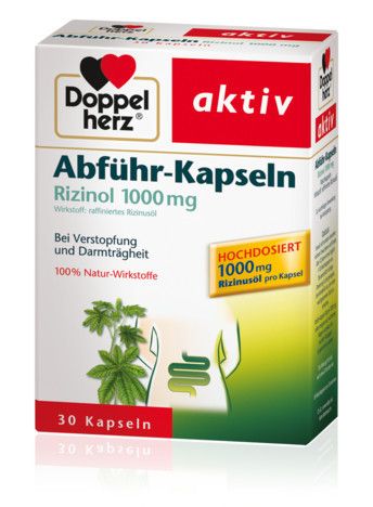 Доппельгерц слабительное средство Рициновое (касторовое) масло 1000 мг. (Doppelherz Abführ-Kapseln Rizinol 100