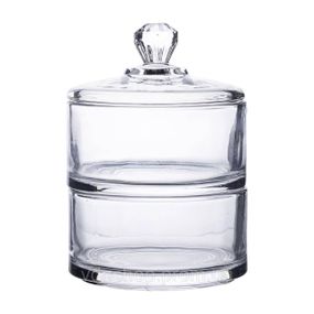 Конфетница двухъярусная стеклянная см с крышкой круглая HP-YH-23