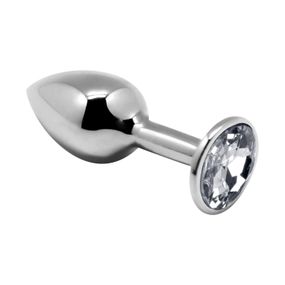 Металева анальна пробка з кристалом Alive Mini Metal Butt Plug L, Білий