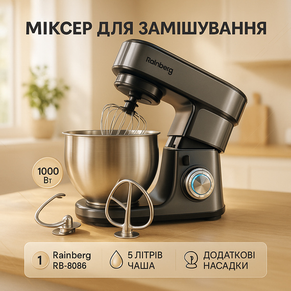 Миксер планетарный для кремов, Кухонный комбайн с тестомесом, Профессиональный тестомес на 5 литров IV-16