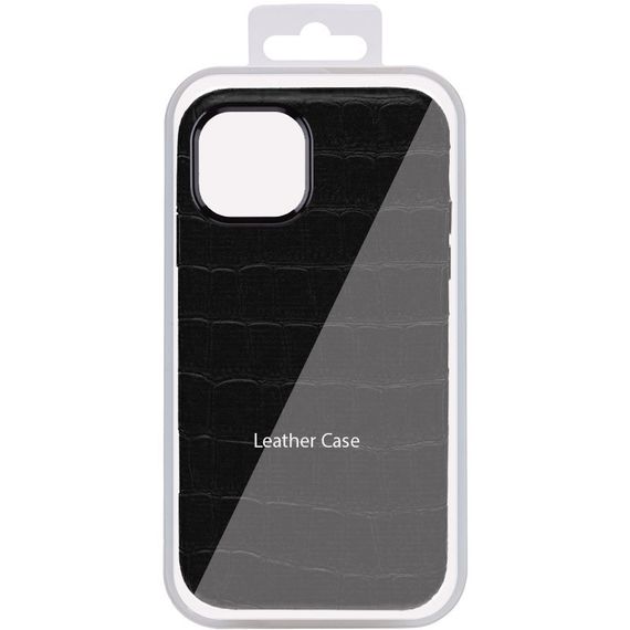 Кожаный чехол Croco Leather для Apple iPhone 14 Plus (6.7") Искусственная кожа, Black | Зображення 1