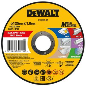 Круг відрізний DeWALT MULTI-MATERIAL125х1х22.23 мм (DT20595)
