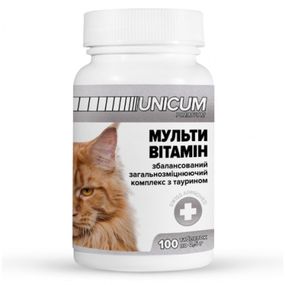 Мультивитаминный комплекс с таурином для котов Unicum Premium, 100 табл