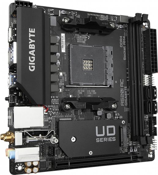 Материнская плата GIGABYTE A520I AC sAM4 A520 2xDDR4 M.2 HDMI DP Wi-Fi BT mITX A520I_AC | Зображення 3