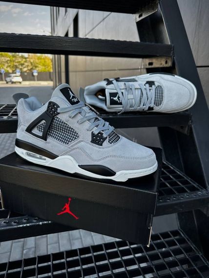 Кросівки Nike Air Jordan 4 Retro, замша (light gray) | Зображення 2