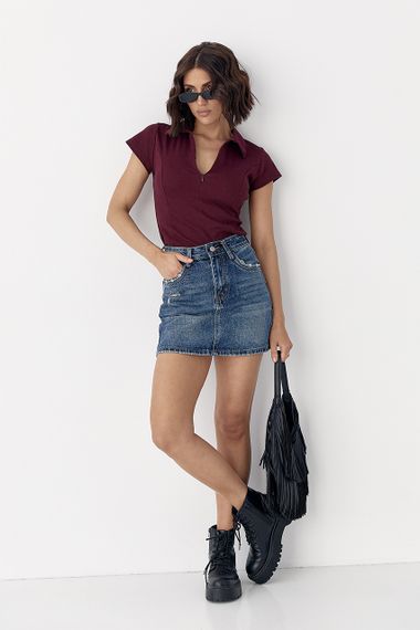 Жіноче поло Crep - бордо цвет, M (є розміри) | Зображення 2