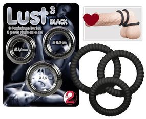 Кільця на пеніс Lust (чорні) Sex Aura
