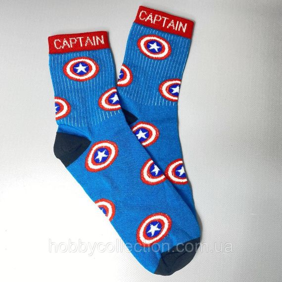 Шкарпетки чоловічі високі 1 пара "Captain America" сині 40-45 р бавовняні | Зображення 3