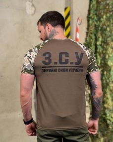 Футболка ЗСУ олива вставки пиксель  ПП7684