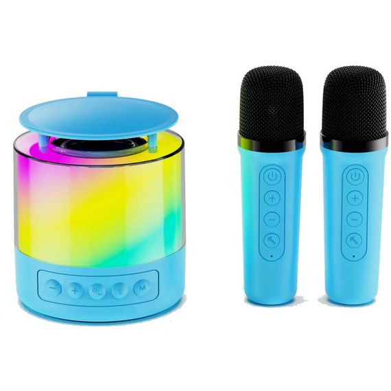 Портативна Bluetooth колонка K19 з підсвічуванням LED та двома мікрофонами для караоке Blue AH-38 | Зображення 3