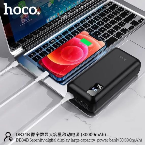 Портативна Батарея Power Bank Hoco DB34B 30000mAh 2USB Powerbank Повербанк Портативний зарядний пристрій | Зображення 5