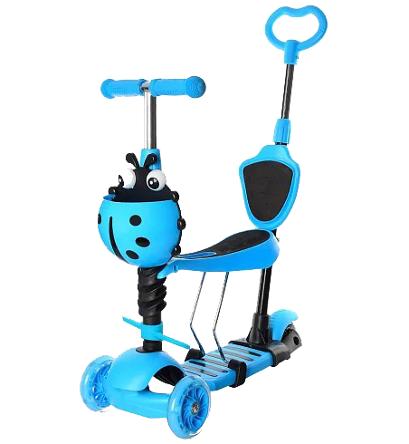Дитячий самокат триколісний 5в1 з батьківською ручкою Сонечко Блакитний