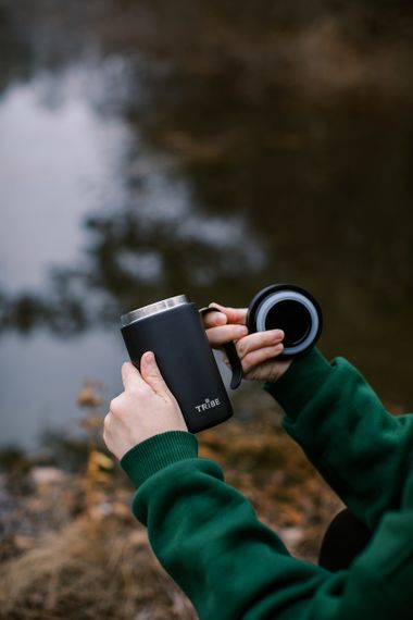 Чашка-термос Tribe Adventure Mug 450 мл, Термокружка трайб для походу, відпочинку та риболовлі, Чорний | Зображення 7