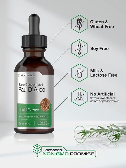 Екстракт По Дарко Horbäach Pau D'Arco Liquid Extract, 2 fl oz (59 mL) Dropper Bottle | Зображення 3