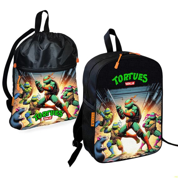 Школьный рюкзак детский Черепашки-ниндзя + Сумка для обуви спортивной формы рюкзак-мешок  для мальчика (01781)