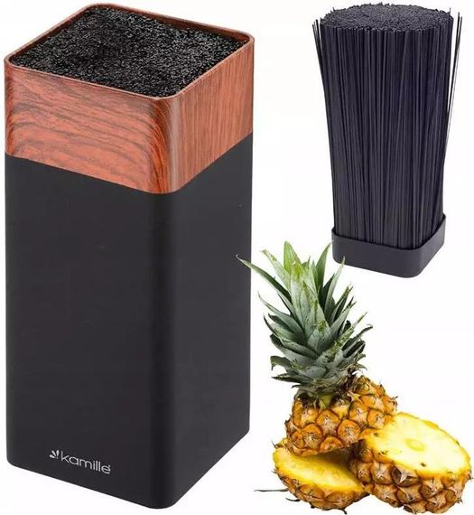 Підставка Kamille Acacia Black, колода для ножів 9.5х9.5х22см з поліпропіленовим наповнювачем | Зображення 1