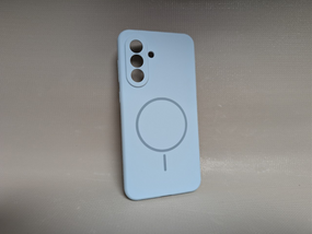 Чохол для Samsung Galaxy A56 / Самсунг Гелаксі A56, Luxury, з логотипом, м'який, протиударний, софт тач, MagSafe, блакитний